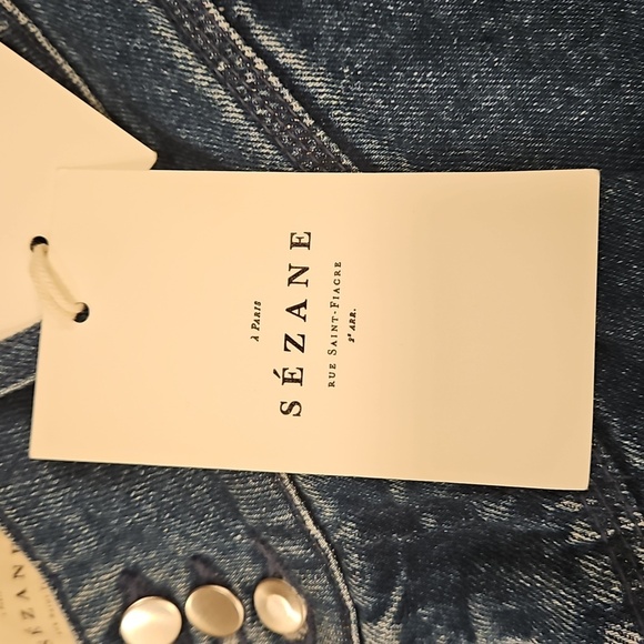 💕SEZANE💕 Sama High Waisted Tapered Jeans ~ Blue Denim 36 EU = US 4 NWT - Picture 15 of 16